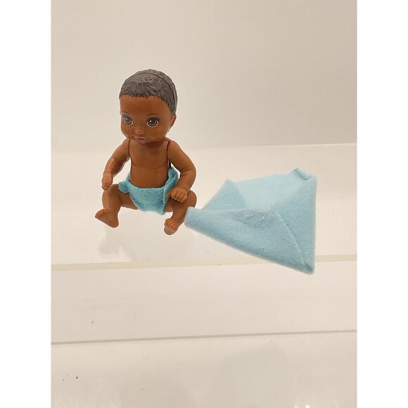 Mattel Baby Boy Barbie Doll With Diaper & Swaddle Blanket African American - Picture 1 of 2